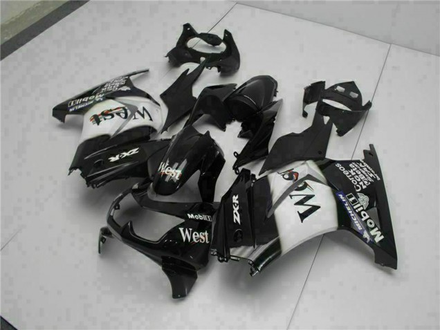 Kawasaki EX250 Motorrad Verkleidung 2008-2012 - Glanzendes Schwarz Weiss West