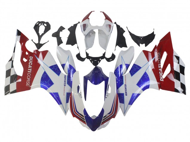 Ducati Panigale 899 Motorrad Verkleidung 2011-2014 - Weiss Blau Rot Schwarz