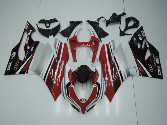 Ducati Panigale 899 Motorrad Verkleidung 2011-2014 - Weiss Rot Glanzendes Schwarz