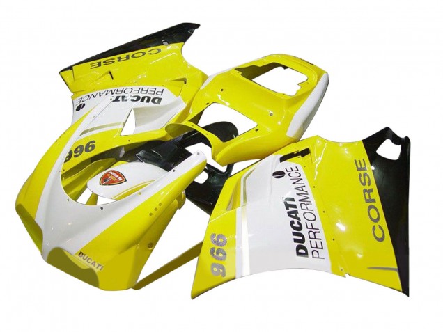 Ducati 996 Motorrad Verkleidung 1993-2005 - Weiss Gelb Glanzendes Schwarz Corse Performance