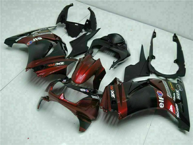 Kawasaki EX250 Motorrad Verkleidung 2008-2012 - Glanzendes Schwarz Kastanienbraun Rot