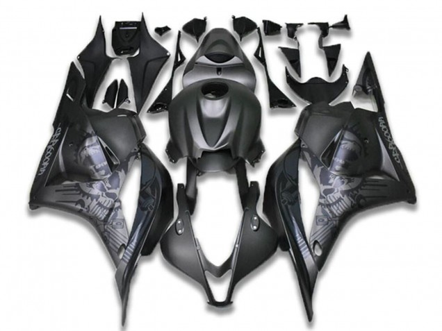 Honda CBR600RR Motorrad Verkleidung 2009-2012 - Schwarz Grau Totenkopf