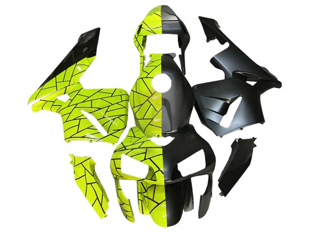 Honda CBR600RR Motorrad Verkleidung 2003-2004 - Fluoreszierendes Grun Matt Schwarz