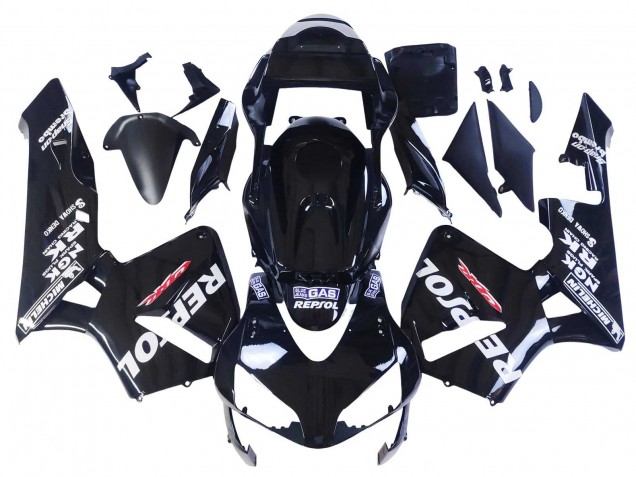 Honda CBR600RR Motorrad Verkleidung 2003-2004 - Glanzendes Schwarz Weiss Repsol