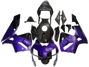 Honda CBR600RR Motorrad Verkleidung 2003-2004 - Lila Schwarz Geschmiedet Carbonfaser