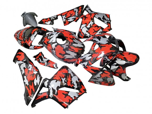 Honda CBR600RR Motorrad Verkleidung 2005-2006 - Schwarz mit Rotgrauer Tarnung