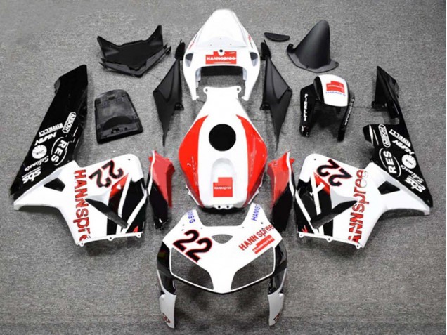 Honda CBR600RR Motorrad Verkleidung 2005-2006 - Weiss Rot Glanzendes Schwarz HannSpree 22