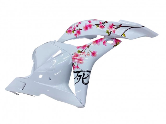 Honda CBR600RR Motorrad Verkleidung 2009-2012 - Weiss Cherry Blossom Glanzendes Schwarz
