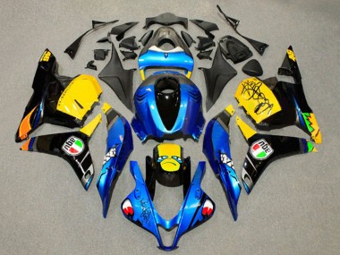 Honda CBR600RR Motorrad Verkleidung 2009-2012 - Blau Gelb Glanzendes Schwarz Hai 46