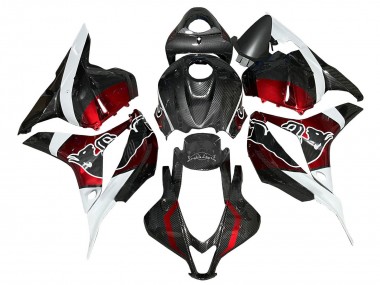 Honda CBR600RR Motorrad Verkleidung 2009-2012 - Weiss Rot Schwarz Carbonfaser