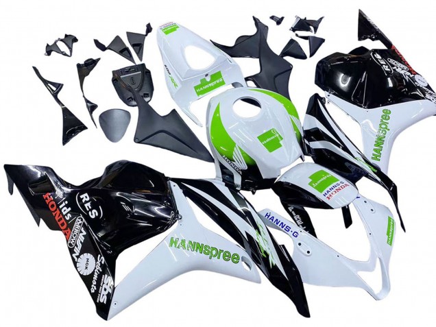 Honda CBR600RR Motorrad Verkleidung 2009-2012 - Weiss Grun Glanzendes Schwarz Hannspree