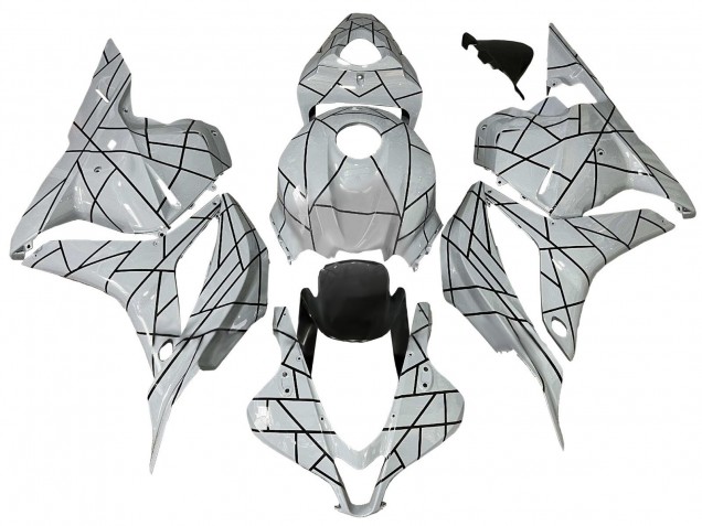 Honda CBR600RR Motorrad Verkleidung 2009-2012 - Weiss Grau Schwarz Linie