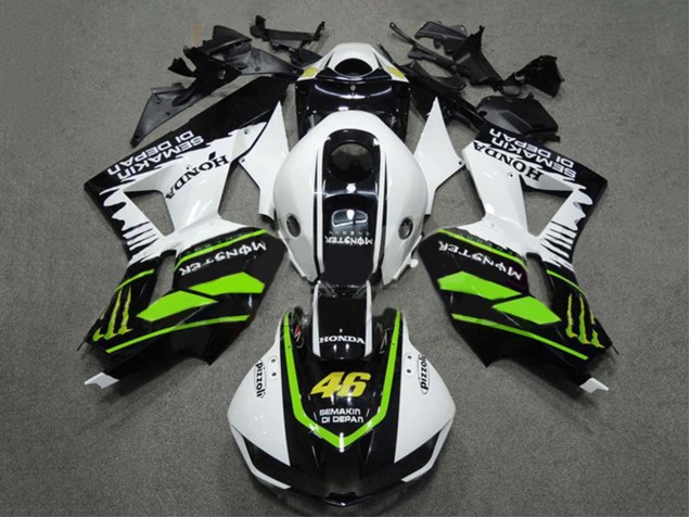 Honda CBR600RR Motorrad Verkleidung 2009-2012 - Weiss Grun Glanzendes Schwarz Semakin Didepan Monster 46