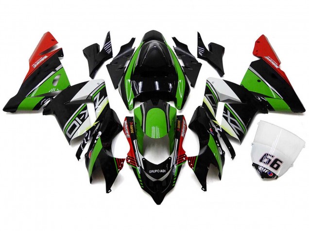 Kawasaki ZX10R Motorrad Verkleidung 2004-2005 - Weiss Schwarz Grun Elf