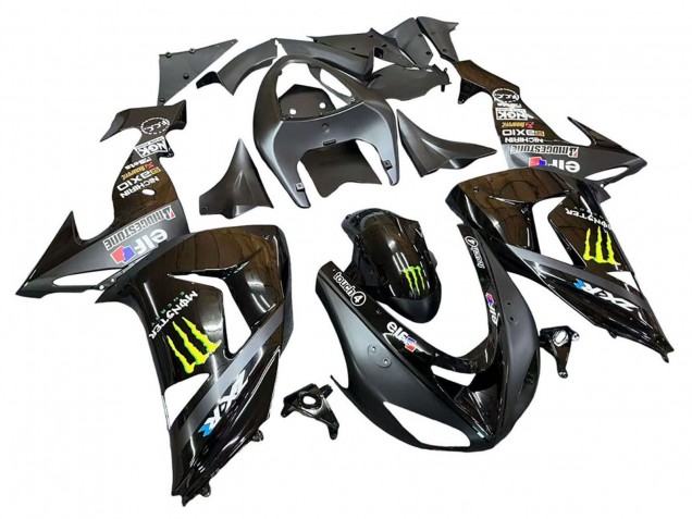 Kawasaki ZX10R Motorrad Verkleidung 2006-2007 - Grau Gelb Glanzendes Schwarz Monster Elf