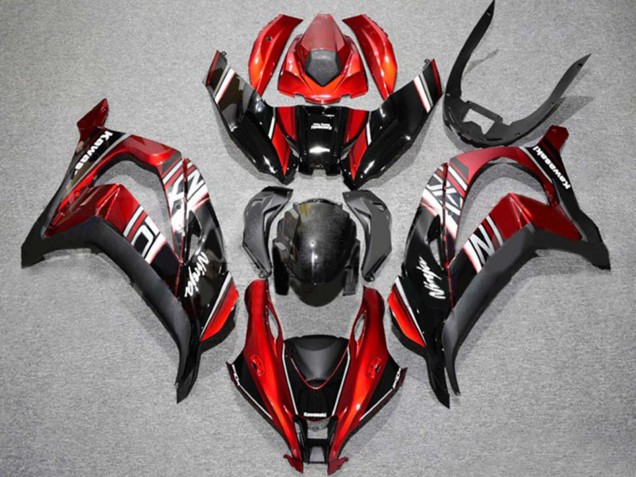 Kawasaki ZX10R Motorrad Verkleidung 2016-2020 - Rot Glanzendes Schwarz Weiss