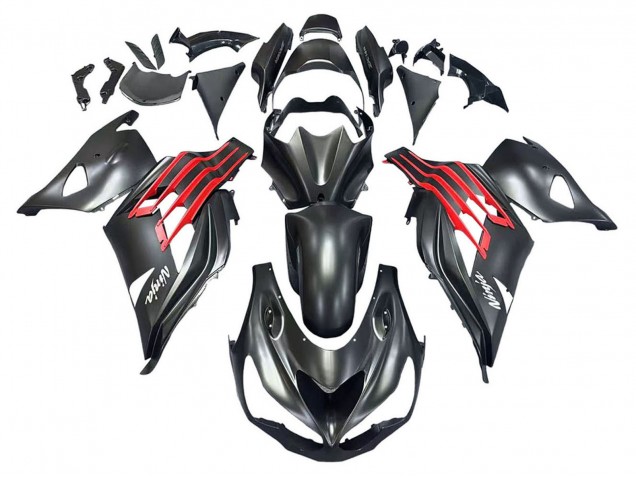 Kawasaki ZX14R ZZR1400 Motorrad Verkleidung 2012-2024 - Matt Schwarz Rot Weiss Ninja