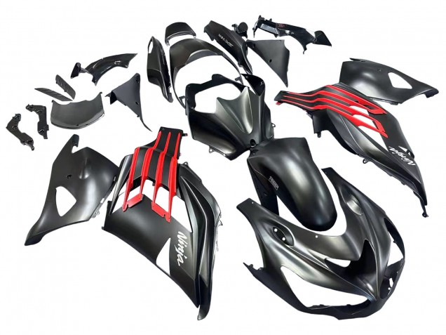 Kawasaki ZX14R ZZR1400 Motorrad Verkleidung 2012-2024 - Matt Schwarz Rot Weiss Ninja