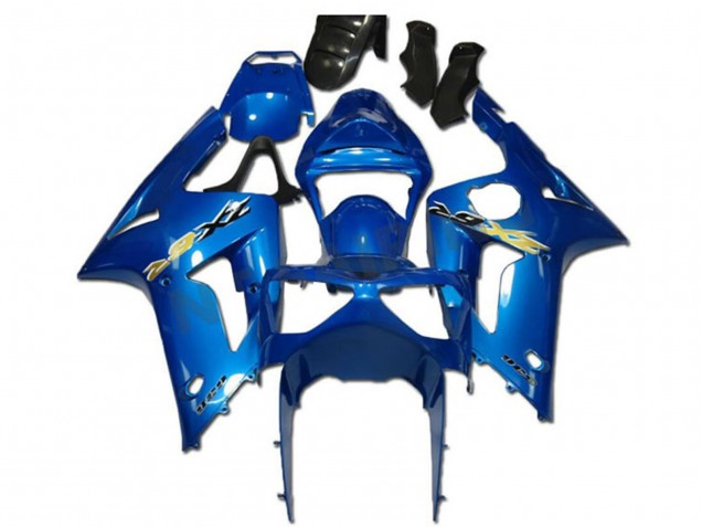 Kawasaki ZX6R Motorrad Verkleidung 2003-2004 - Grun Weiss Schwarz Silkolene