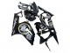 Kawasaki ZX6R Motorrad Verkleidung 2003-2004 - Glanzendes Schwarz Weiss Motul Lucky Strike