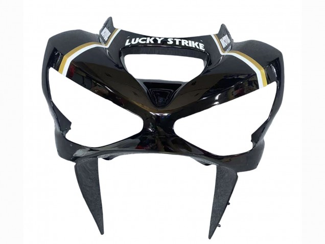 Kawasaki ZX6R Motorrad Verkleidung 2003-2004 - Glanzendes Schwarz Weiss Motul Lucky Strike
