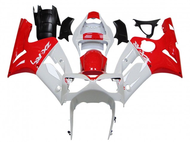 Kawasaki ZX6R Motorrad Verkleidung 2003-2004 - Weiss Rot