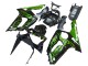Kawasaki ZX6R Motorrad Verkleidung 2003-2004 - Glanzendes Schwarz Grun Flamme