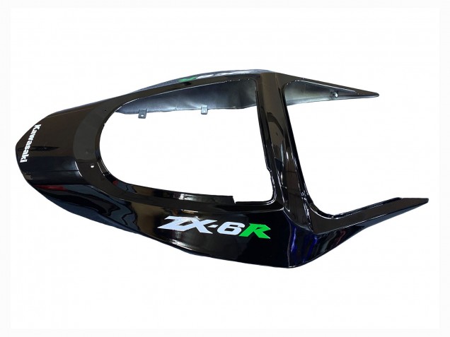Kawasaki ZX6R Motorrad Verkleidung 2003-2004 - Glanzendes Schwarz Grun Flamme