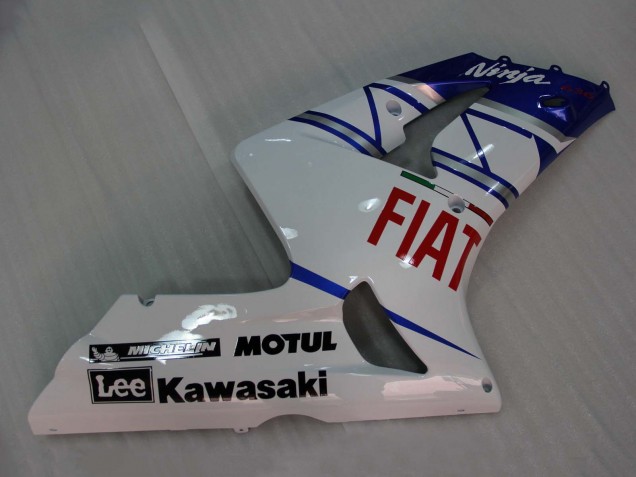 Kawasaki ZX6R Motorrad Verkleidung 2003-2004 - Weiss Blau Rot Fiat