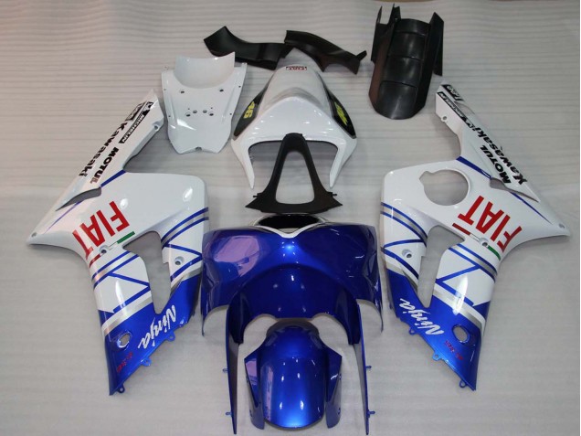 Kawasaki ZX6R Motorrad Verkleidung 2003-2004 - Weiss Blau Rot Fiat