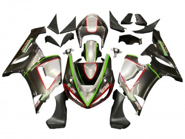 Kawasaki ZX6R Motorrad Verkleidung 2005-2006 - Schwarz Silber Grun Rot K 26