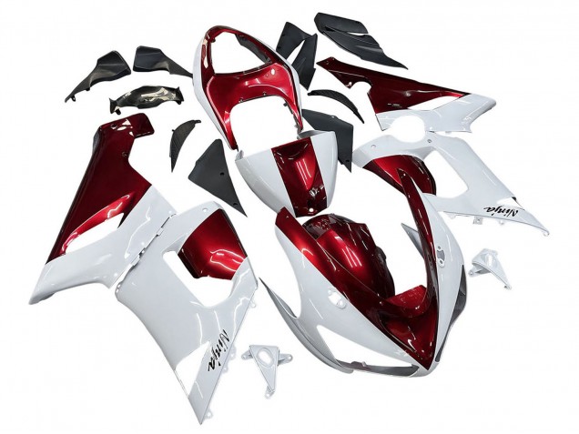 Kawasaki ZX6R Motorrad Verkleidung 2005-2006 - Weiss Rot