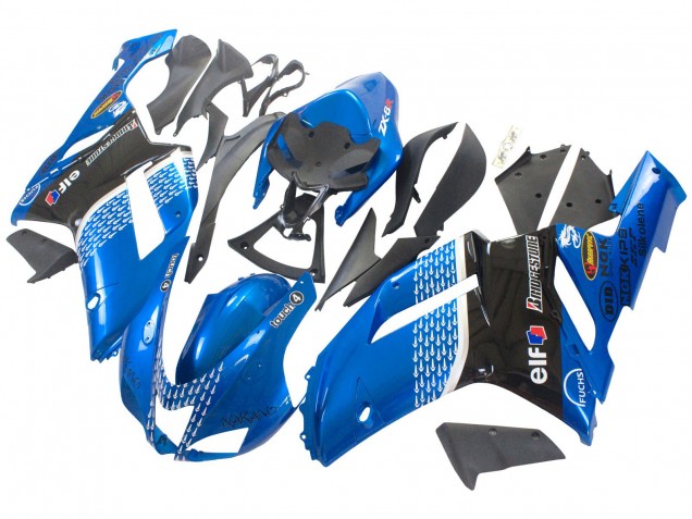 Kawasaki ZX6R Motorrad Verkleidung 2007-2008 - Schwarz Blauer Elf