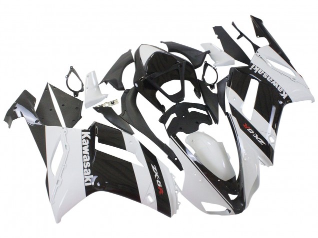 Kawasaki ZX6R Motorrad Verkleidung 2007-2008 - Weiss Schwarz