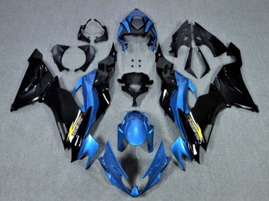 Kawasaki ZX6R Motorrad Verkleidung 2009-2012 - Blau Glanzendes Schwarz Gelb