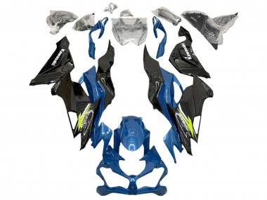 Kawasaki ZX6R Motorrad Verkleidung 2019-2022 - Blau Gelb Weiss Glanzendes Schwarz