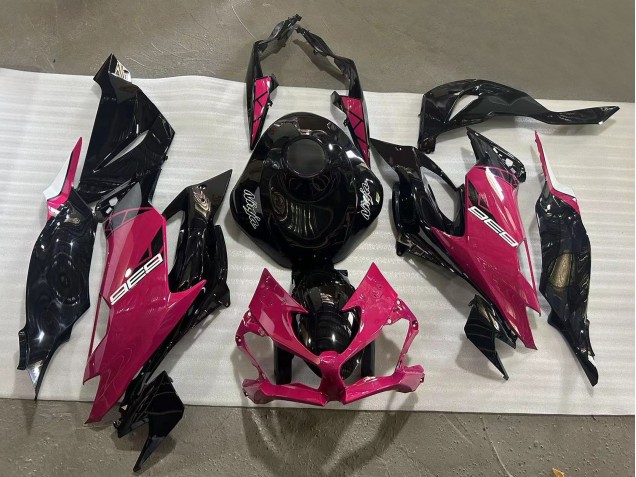 Kawasaki ZX6R Motorrad Verkleidung 2019-2022 - Glanzendes Schwarz Rosa Ninja