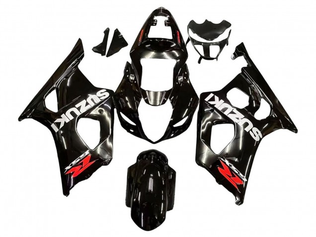 Suzuki GSXR 1000 Motorrad Verkleidung 2003-2004 - Glanzendes Schwarz Weiss Rot Aufkleber