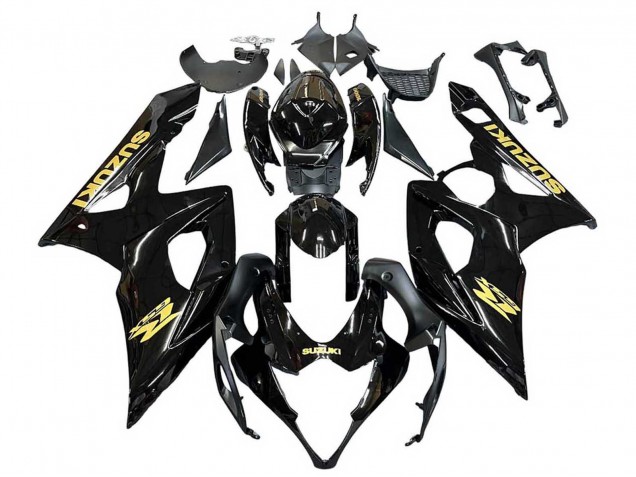 Suzuki GSXR 1000 Motorrad Verkleidung 2005-2006 - Glanzendes Schwarz Gold Aufkleber