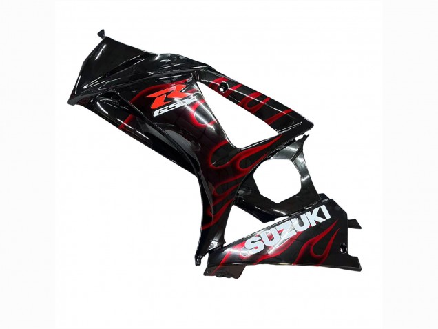 Suzuki GSXR 1000 Motorrad Verkleidung 2007-2008 - Schwarz Rot Flamme