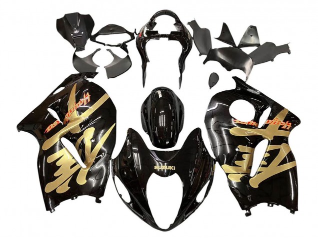 Suzuki GSXR 1300 Hayabusa Motorrad Verkleidung 1996-2007 - Glanzendes Schwarz Gold Hayabusa