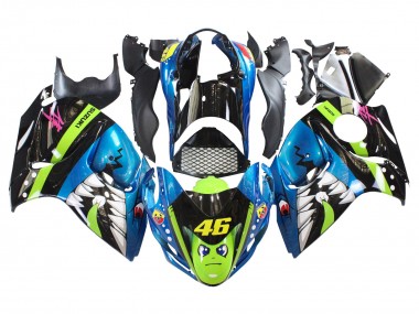 Suzuki GSXR 1300 Hayabusa Motorrad Verkleidung 2008-2020 - Blau Grun Schwarz Hai 46
