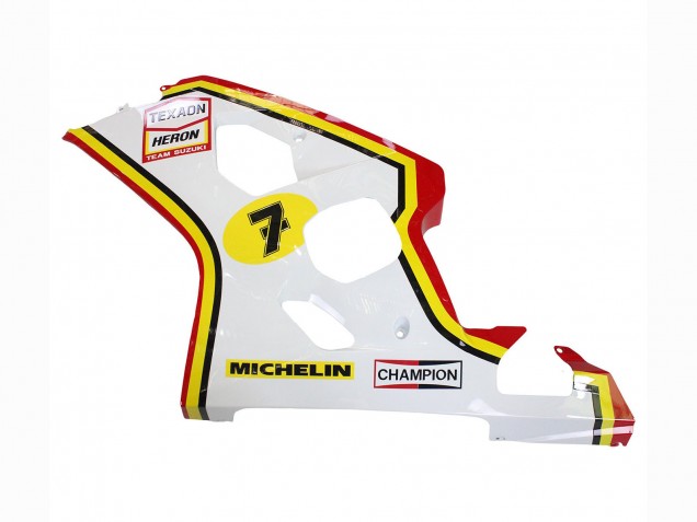 Suzuki GSXR 600 / GSXR 750 Motorrad Verkleidung 2004-2005 - Weiss Rot Gelb Michelin Texaon Heron 7
