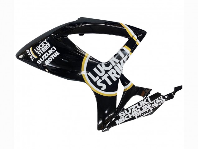 Suzuki GSXR 600 / GSXR 750 Motorrad Verkleidung 2006-2007 - Glanzendes Schwarz Weiss Motul Lucky Strike