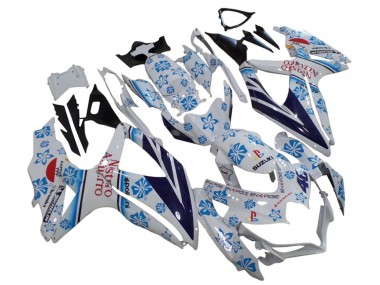 Suzuki GSXR 600 / GSXR 750 Motorrad Verkleidung 2006-2007 - Weiss Blau Schwarz Rot Nastro Azzurro