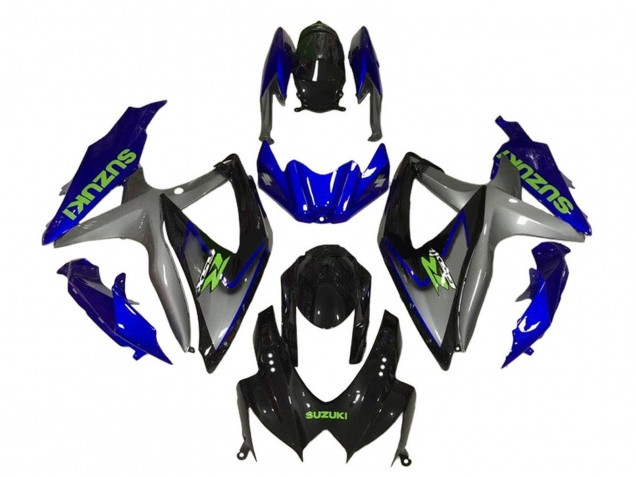 Suzuki GSXR 600 / GSXR 750 Motorrad Verkleidung 2008-2010 - Blau Grau Glanzendes Schwarz Grun