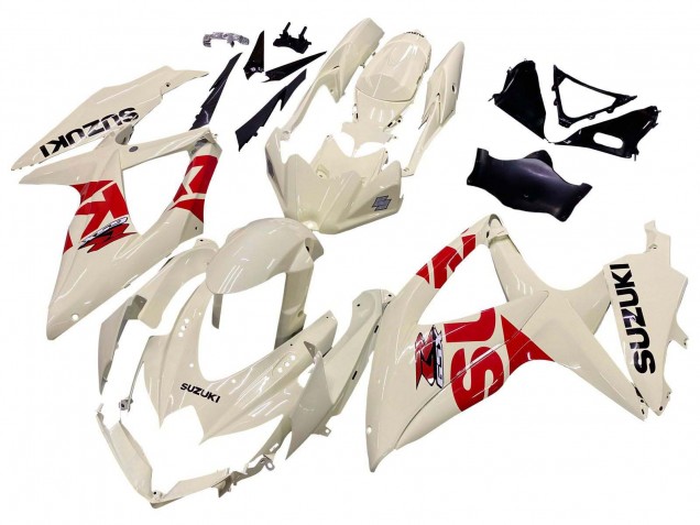 Suzuki GSXR 600 / GSXR 750 Motorrad Verkleidung 2008-2010 - Creme Weiss Rot Schwarz