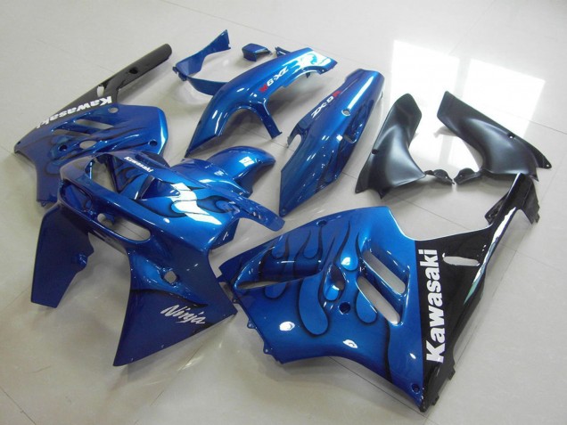 Kawasaki ZX9R Motorrad Verkleidung 1994-1997 - Blau Schwarz Flamme