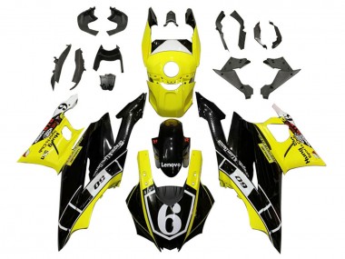 Yamaha YZF R3/R25 Motorrad Verkleidung 2019-2021 - Gelb Weiss Glanzendes Schwarz Lenovo 6
