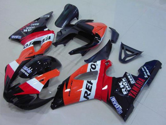 Yamaha YZF R1 Motorrad Verkleidung 2000-2001 - Orange Weiss Rot Schwarz Repsol